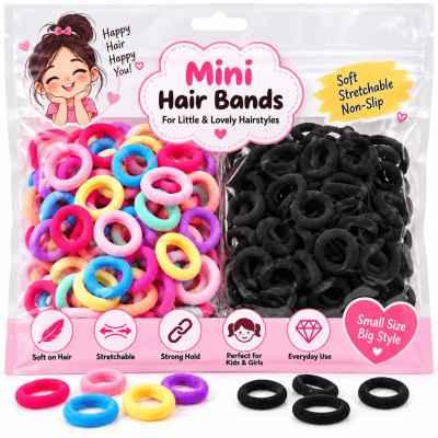 Mini Rubber Bands Hair Ties Combo 2 Packs for Girls & Women | Soft Stretchable Ponytail Holders | Colourful Hair Elastics for Kids, School & Daily Use