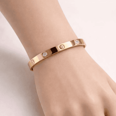 AKS Luxury Gold-Tone Zircon Stone Designer Bracelet for Women B401