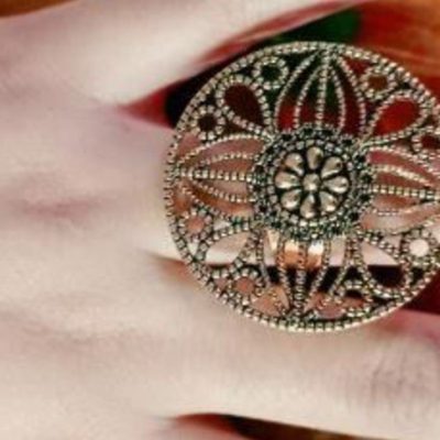 AKS Golden Color Metal Oxidized Ring