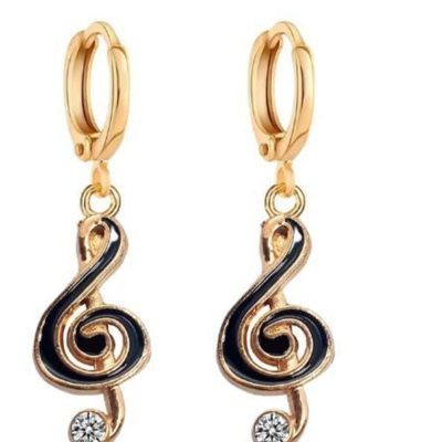 AKS Music Sign Metal Zirconia Earrings